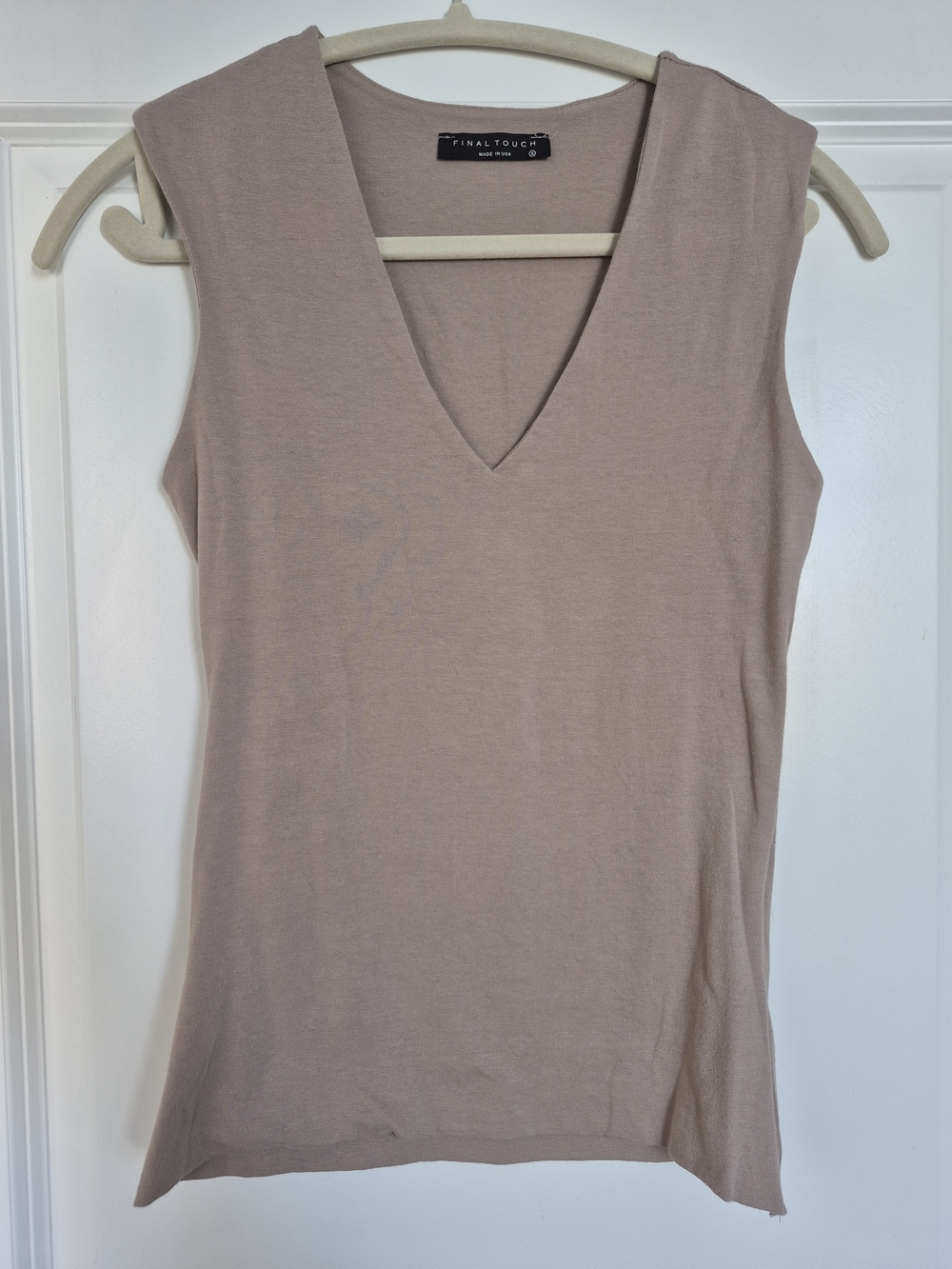 Final Touch Sleeveless V-Neck Tank in Blush Taupe
